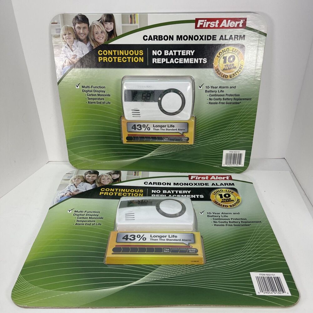 2 Pack First Alert CO1210CP1 Carbon Monoxide Alarm - White ~ Continuous Protect